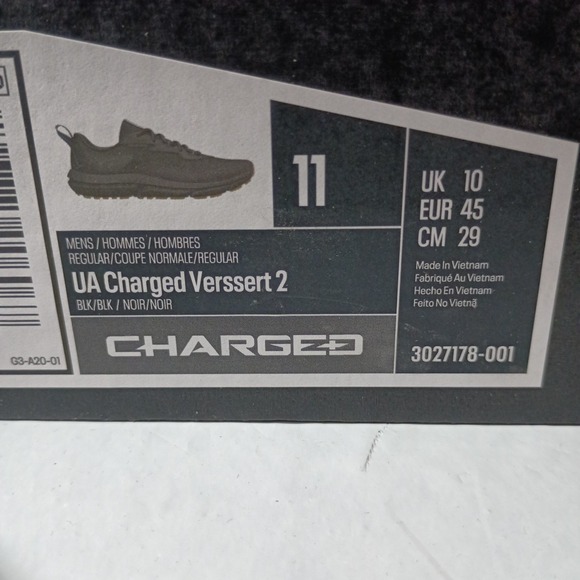 Under Armour UA Charged Verssert 2 Sneakers Men's Size 11 Black 3027178-001 NEW - Picture 9 of 9